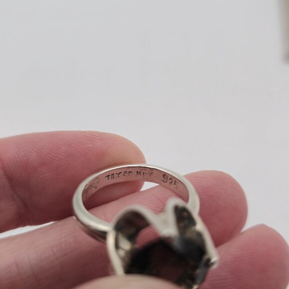 Size 6.75 Sterling Silver Round Smoky Quartz Gem Ring A2045 - Picture 7 of 11